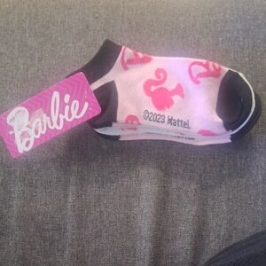 Barbie Pink and Black Ankle Socks with Logo Graphics